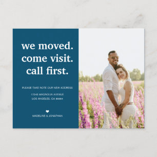 Carte Postale Faire-part Marine Bleu Minimaliste Nous avons déplacé la phot