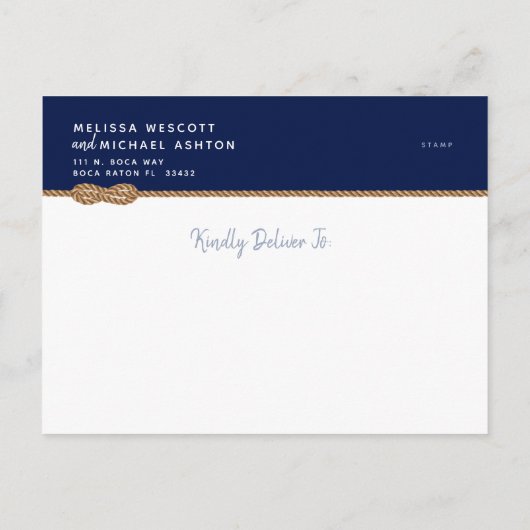 Carte Postale Faire-part ⚓ Marine Bleue Budget Modifier La Date (Dos)