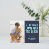 Carte Postale Faire-part Marine Blue Beach Mariage Sauvez la date (Debout devant)