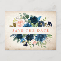 Marine Blue Blush Rose Rustic Boho Enregistrer la