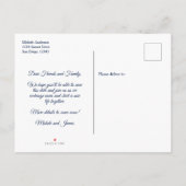 Carte Postale Faire-part Marine Blue Gold Palm Tree Mariage Enregistrer Dat (Dos)