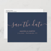 Carte Postale Faire-part Marine Blush Script Wedding Enregistrer La Date Ca (Devant / Derrière)