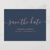 Carte Postale Faire-part Marine Blush Script Wedding Enregistrer La Date Ca (Devant)