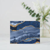 Carte Postale Faire-part Marine Gold Agate Geode Gemstone Mariage Annonce (Debout devant)