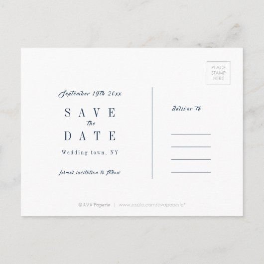 Carte Postale Faire-part Marine & Gold Parties scintillant Simple Enregistr (Dos)