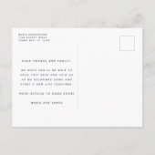 Carte Postale Faire-part Marine moderne Blue Beach Mariage Sauvez la date (Dos)