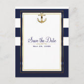 Carte Postale Faire-part Marine White & Gold Ancre Nautique Enregistrer la  (Devant)