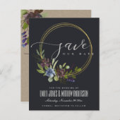 CARTE POSTALE FAIRE-PART MAROON BLACK BLOOM FOLIAGE WREATE ENREGISTRER LA D (Devant / Derrière)