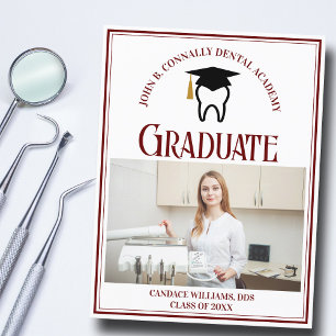 Carte Postale Faire-part Maroon Dental School Photo Custom Graduation