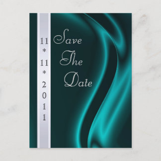 Carte Postale Faire-part Marquis Turquoise Silk Silver Enregistrer La Date