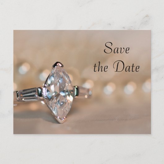 Carte Postale Faire-part Marquise Diamond Ring Mariage Enregistrer la date (Devant)