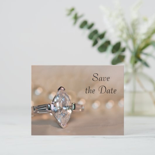 Carte Postale Faire-part Marquise Diamond Ring Mariage Enregistrer la date (Debout devant)