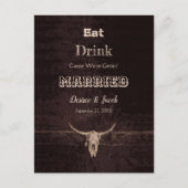 Carte Postale Faire-part Marron Rustique Manger Boire Marié Crâne de Taurea (Devant)
