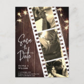 Carte Postale Faire-part Marron rustique tendance photomaton save the date (Devant)