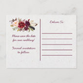 Carte Postale Faire-part Marsala Boho Library Card Enregistrer La Date (Dos)