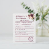 Carte Postale Faire-part Marsala Boho Library Card Enregistrer La Date (Debout devant)