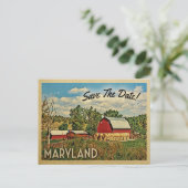 Carte Postale Faire-part Maryland Enregistrer La Ferme Date Grange Rustique (Debout devant)