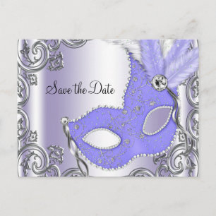 Carte Postale Faire-part Mascarade Violette Enregistrez La Date