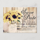 Carte Postale Faire-part Mason de tournesol rustique Jar Enregistrer la dat (Devant)