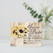 Carte Postale Faire-part Mason de tournesol rustique Jar Enregistrer la dat (Debout devant)