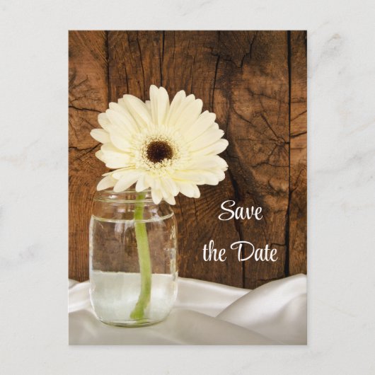 Carte Postale Faire-part Mason Jar et Daisy Mariage campagnard Enregistrer  (Devant)