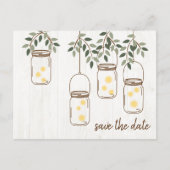 Carte Postale Faire-part Mason Jar & Fireflies Mariage rustique (Devant)