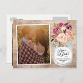 Carte Postale Faire-part Mason Jar Fleurs d'aquarelle Photo Enregistrer la (Devant / Derrière)