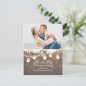 Carte Postale Faire-part Mason Jar Lights Lace Rustique Photo Enregistrer l (Debout devant)