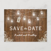Carte Postale Faire-part Mason Jar Lights Rustic Babys Respire Enregistrer  (Devant)