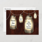 Carte Postale Faire-part Mason Jar Mariage Enregistrer la date (Devant / Derrière)