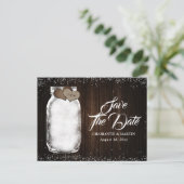 Carte Postale Faire-part Mason Jar Rustic Bois Burlap Mariage Enregistrer L (Debout devant)