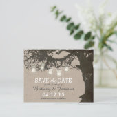 Carte Postale Faire-part Mason Jar String Lights Rustic Tree Enregistrer la (Debout devant)