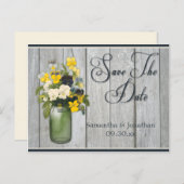 Carte Postale Faire-part Mason Jar Violas Pansies Grange Bois Enregistrer L (Devant / Derrière)