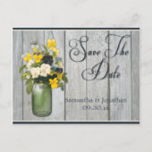 Carte Postale Faire-part Mason Jar Violas Pansies Grange Bois Enregistrer L (Devant)