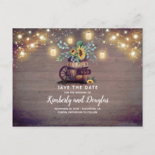 Carte Postale Faire-part Mason Jars et Sunflower Rustic Fall Enregistrer la