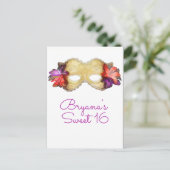 Carte Postale Faire-part Masque floral tropical Enregistrer la date (Debout devant)