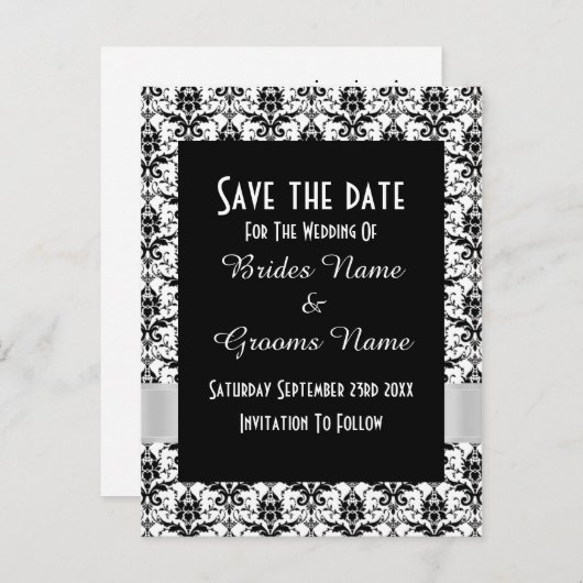 Carte Postale Faire-part Masque noir et blanc enregistrer la date (Devant / Derrière)