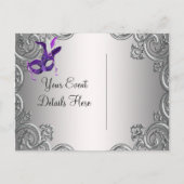 Carte Postale Faire-part Masquerade violette Enregistrer la date (Dos)