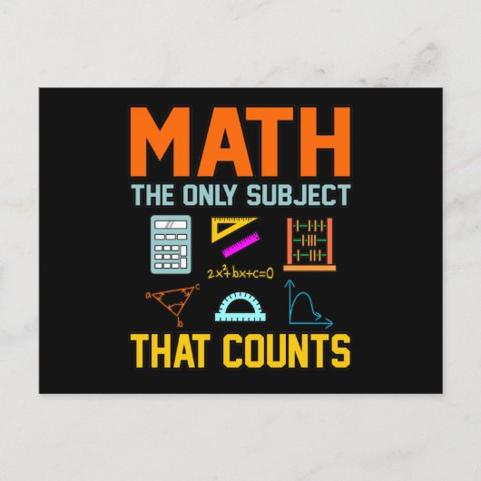 Carte Postale Faire-part Math Sujet Counts Mathématique Math Enseignant (Devant)