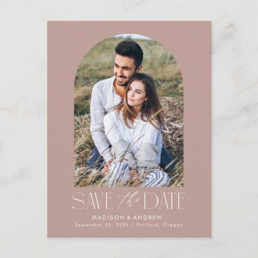 Carte Postale Faire-part Mauve | Photo simple Arc moderne Enregistrer la da (Devant)