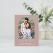 Carte Postale Faire-part Mauve | Photo simple Arc moderne Enregistrer la da (Debout devant)