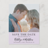 Carte Postale Faire-part Mauve Typographie moderne Simple Mariage photo (Devant)