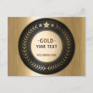 Carte Postale Faire-part MÉDAILLE DIY IMPRESSION PERSONNALISÉE Or #1 AJOUTE