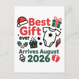 Carte Postale Faire-part Meilleur Cadeau Arrive en Août 2026 Noël Couples