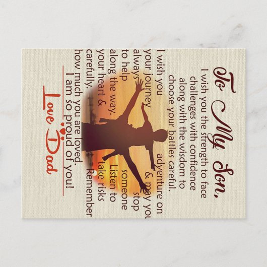 Carte Postale Faire-part Meilleur Cadeau Pour Son | À mes citations Fils (Devant)