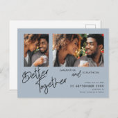 Carte Postale Faire-part Meilleur Ensemble 2 Photo Bleu Poussiéreux Enregis (Devant / Derrière)