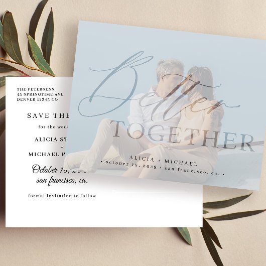 Carte Postale Faire-part Meilleur ensemble mariage photo script moderne