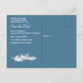 Carte Postale Faire-part Mélange de motifs bleus et dentelle blanche (Dos)