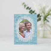 Carte Postale Faire-part Mélanger des répétitions Motif bleu et dentelle bl (Debout devant)