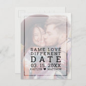 Carte Postale Faire-part Même amour Différente Date Faded Photo Typographie (Devant / Derrière)